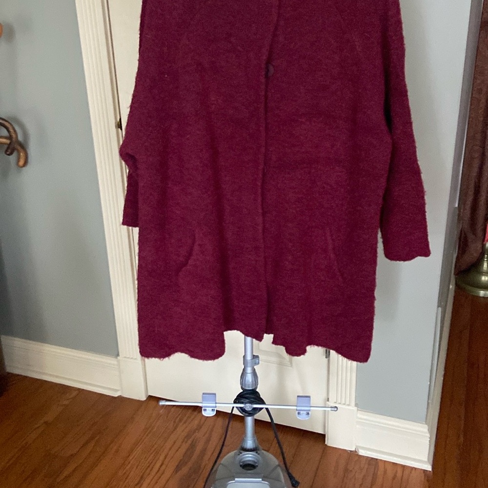 Women's Wool Eileen Fisher Burgundy Sweater - Picture 2 of 9
